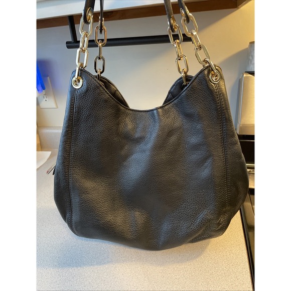 Michael Kors Relaxed Black Pebble Leather Chain Shoulder Bag – Metal Hardware - Picture 9 of 9